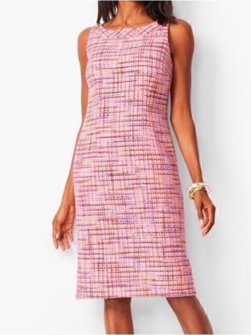Talbots Pink Tweed Midi Sheath Dress